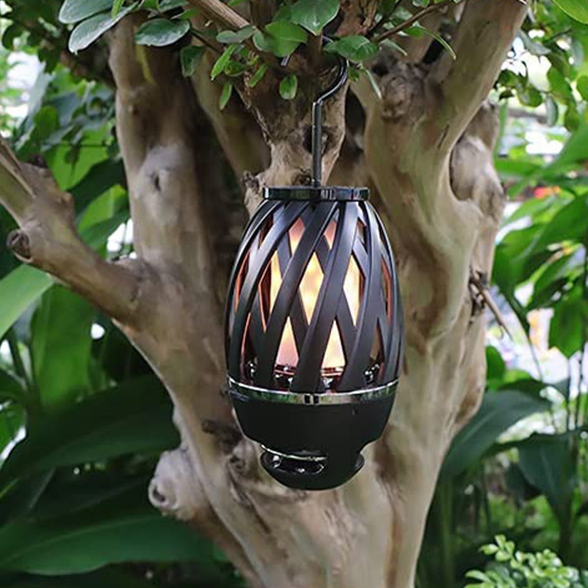 This Flameless Backyard Torch Doubles as a Bluetooth Speaker with Lights