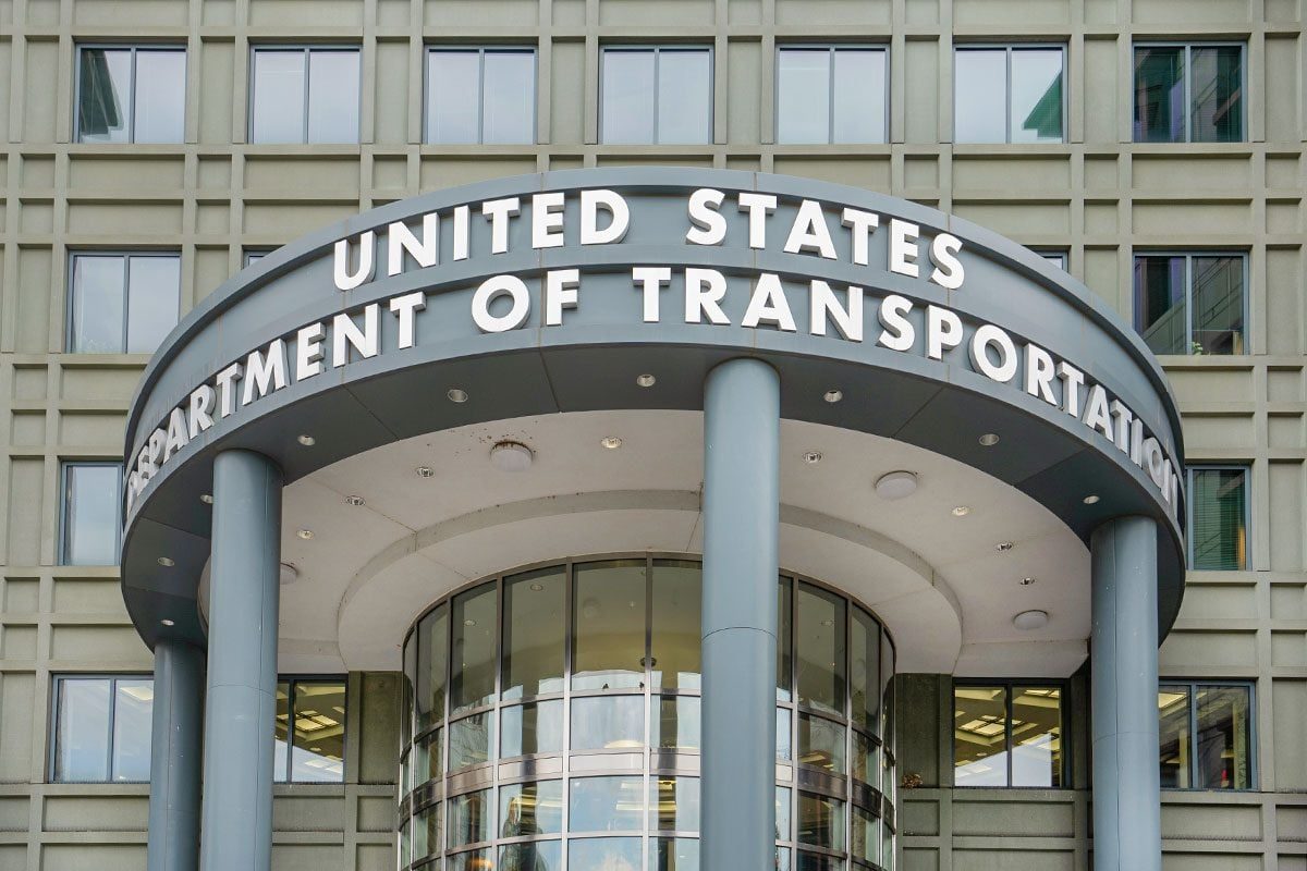 Mani entrance to the headquarters building of the U.S. Department of Transportation