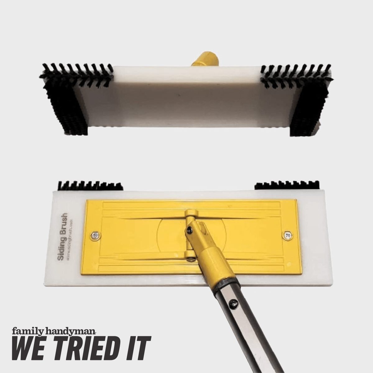 A sliding brush features a wide, flat surface with rubber bristles on both ends, designed for cleaning, displayed against a neutral backgrou