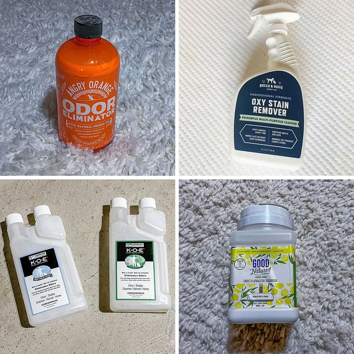 Collage of 4 Best Pet Odor Eliminators