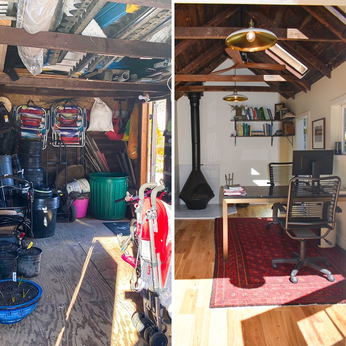 This DIYer Transformed a Crumbling 1940s Shed Into a Dream Home Office