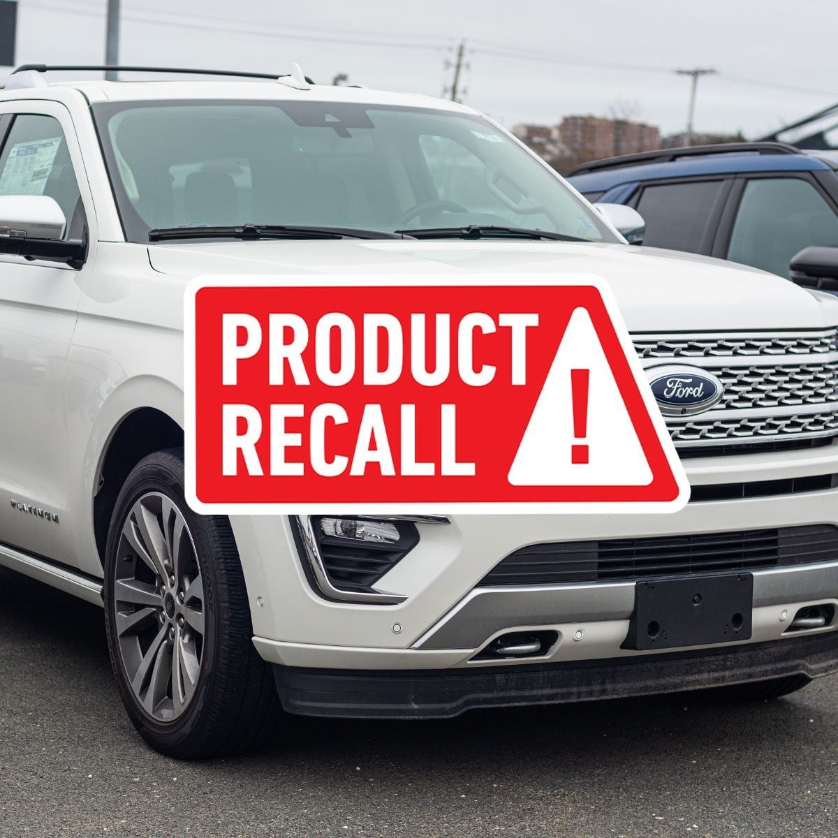 Ford Expedition seven passenger suv at a dealership.