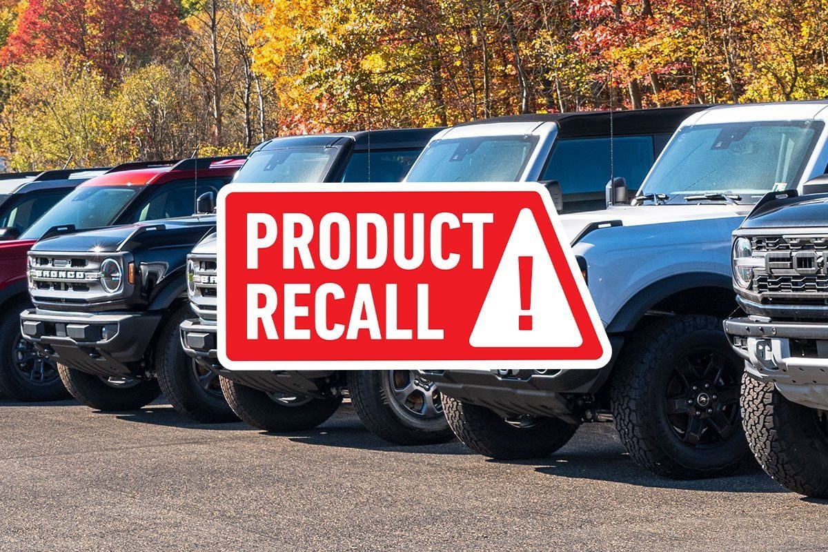 Ford Bronco SUVs for sale at a dealership in Franklin, Pennsylvania, USA