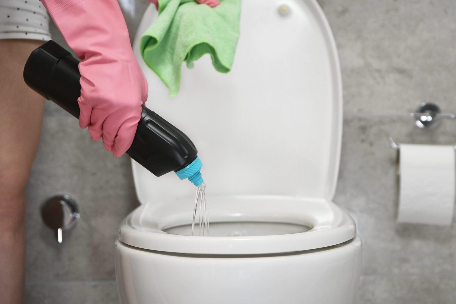 Cleaning Toilet Bowl with dish soap