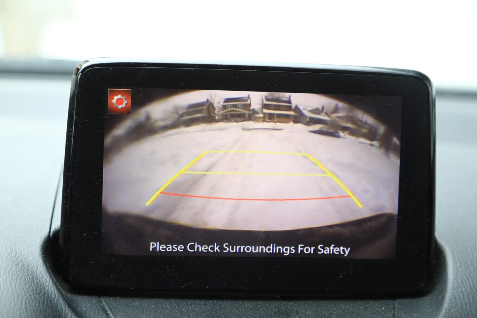 Backup camera view in a modern vehicle