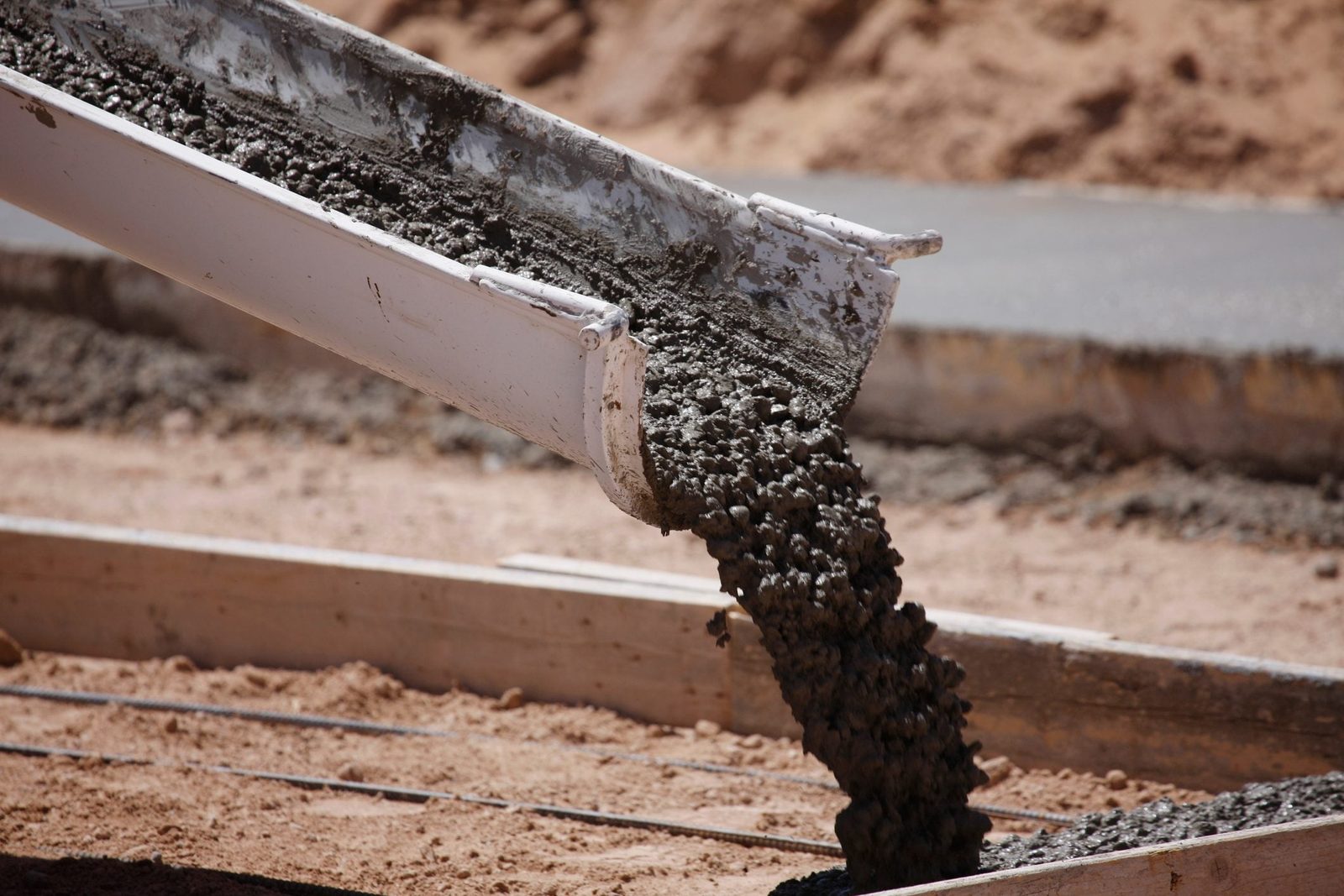 Cement Pouring from a Mixer Truck Chute