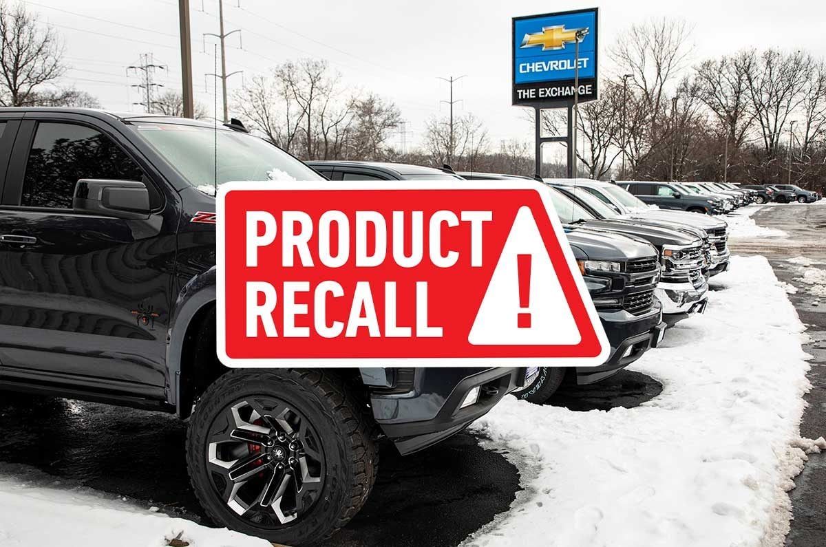 CHICAGO, Jan. 5, 2021 -- A row of Chevrolet Silverado trucks are seen at the Exchange Chevrolet in Lake Bluff, Illinois.