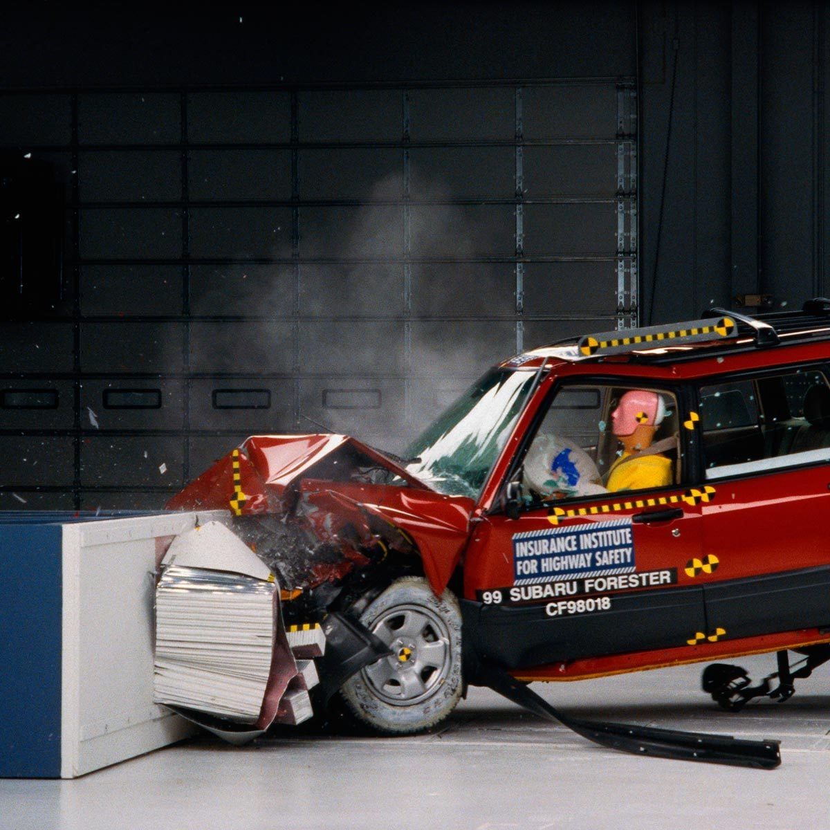 car is being tested for crash test and safety rating