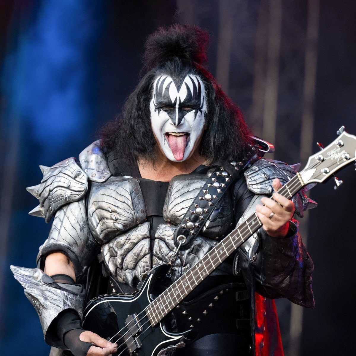 Gene Simmons, singer and bassist, of the U.S. band Kiss is on stage during a concert at Königsplatz.