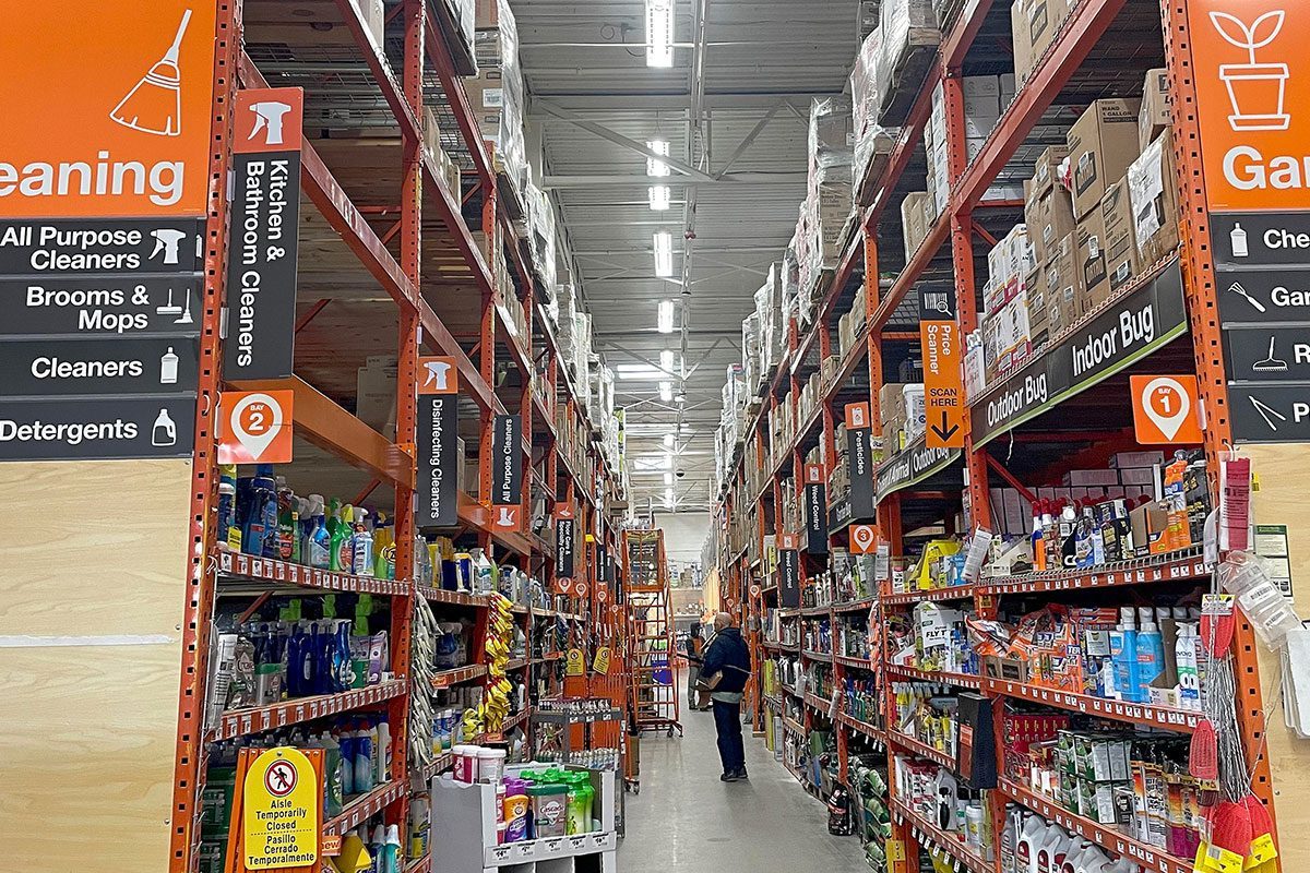 People shop at a home depot store