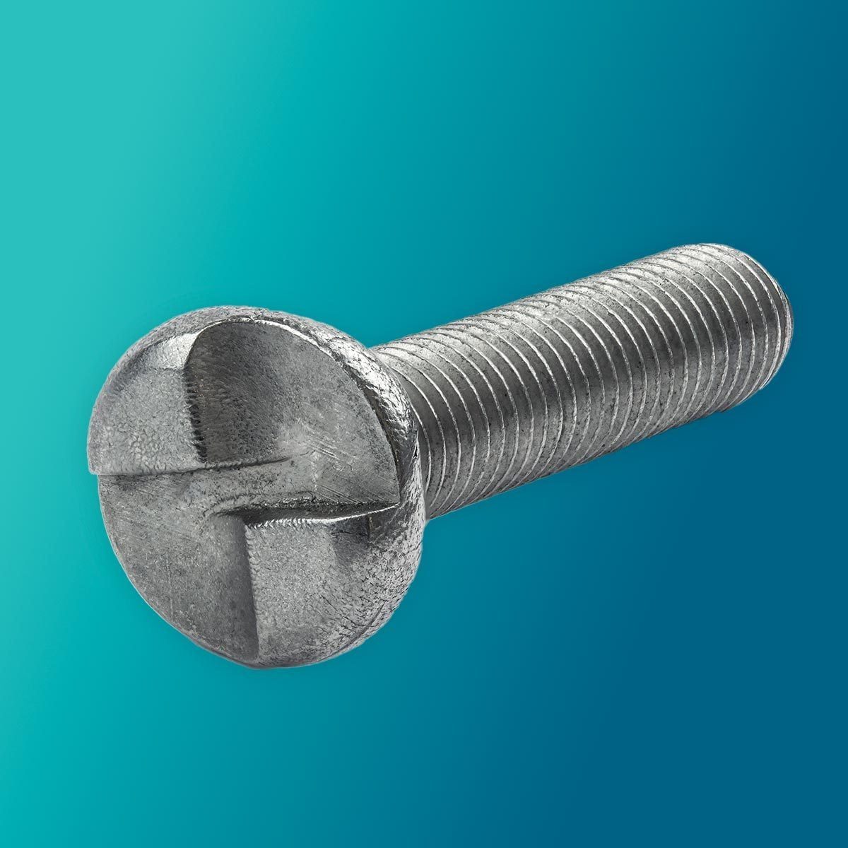 A one-way or tamper-proof screw on a teal background