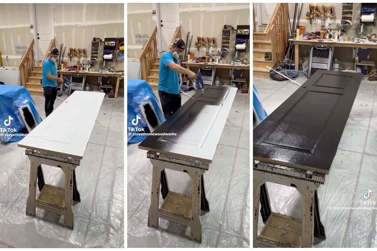 Painting Interior Doors Black Via StayAtHomeWoodWorks TikTok