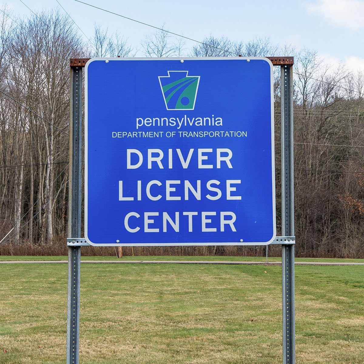 A driver's license center sign in Warren, Pennsylvania, USA