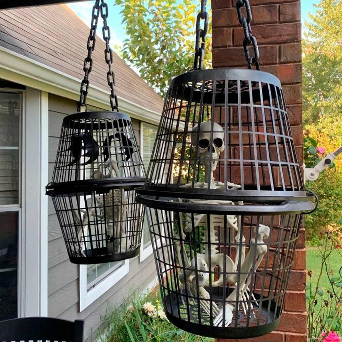 How to Turn a Laundry Basket into a Spooky Halloween Cage Decoration