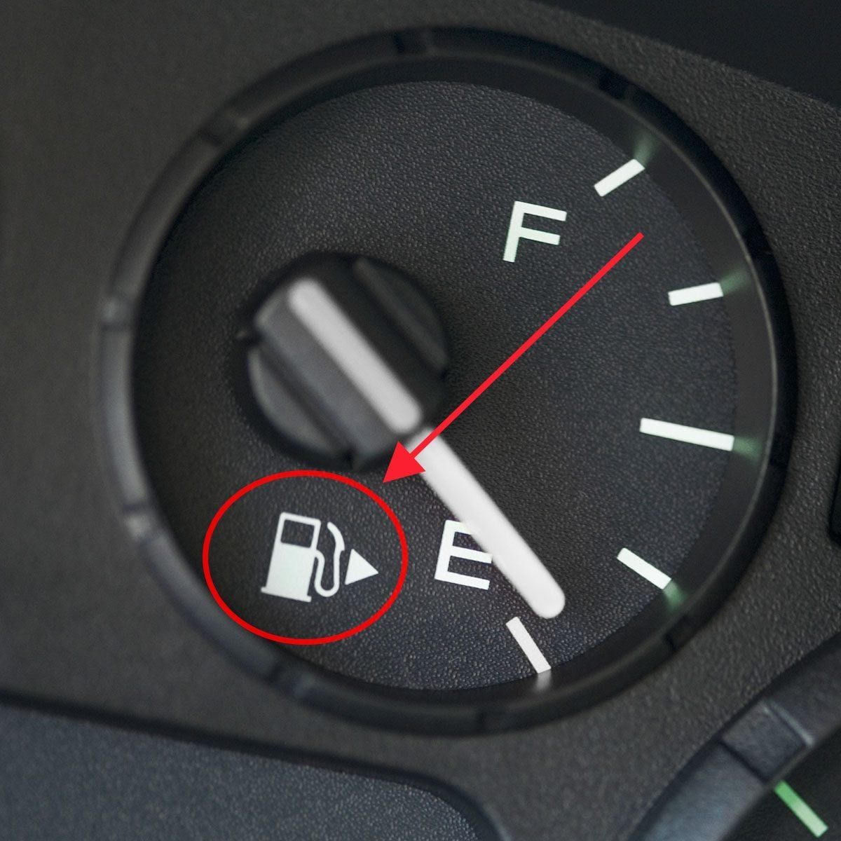 Close up of fuel gauge