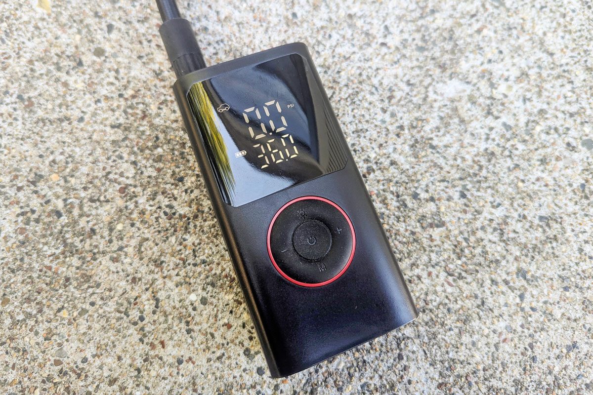 Powools Portable Tire Inflator on a countertop
