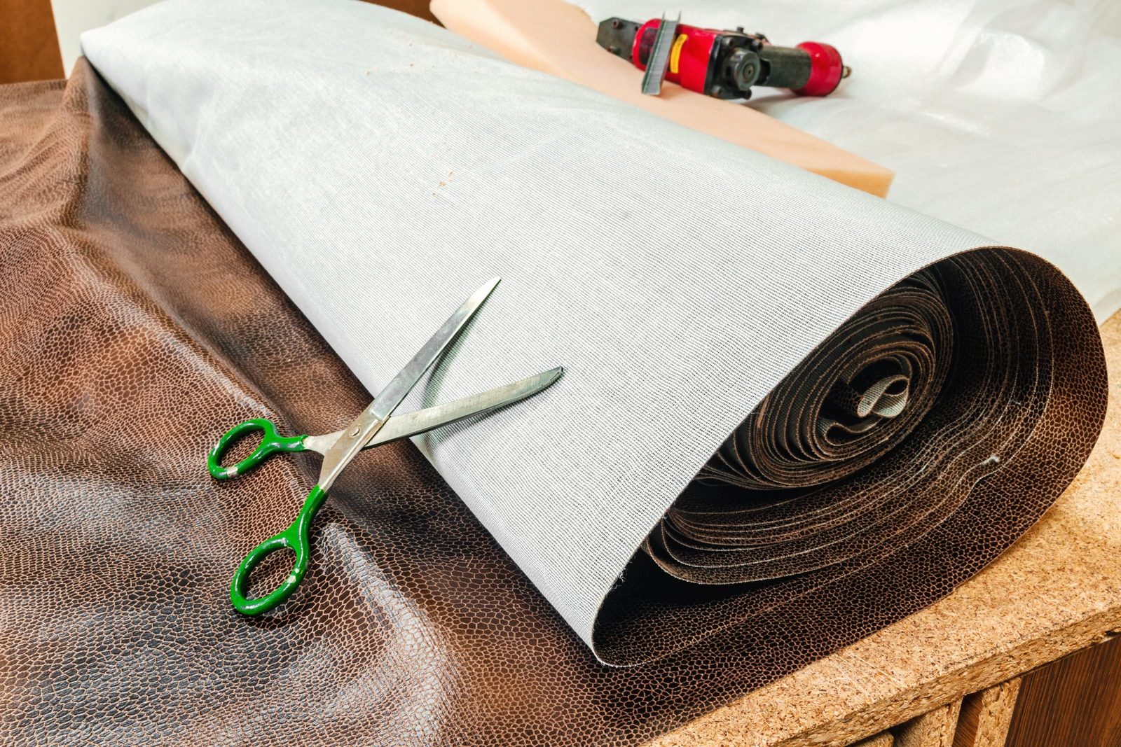 Upholster Bar Stool Leather And Scissors