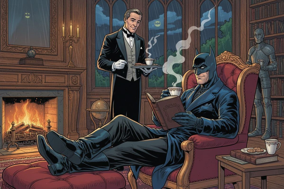 An Illo Of Batman Relaxing At Home