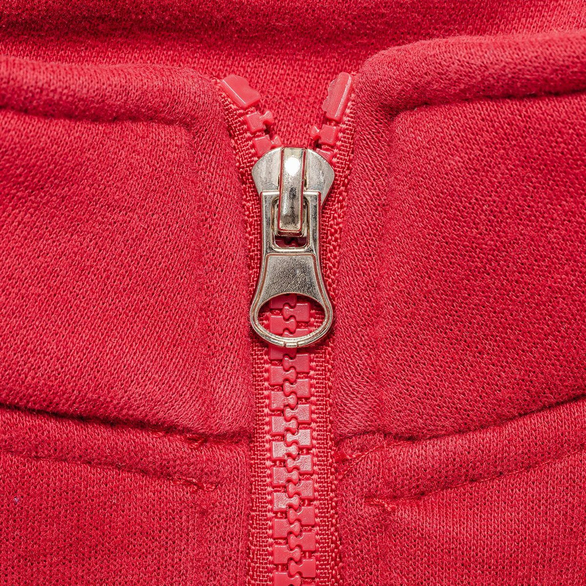Zipper on fabric.