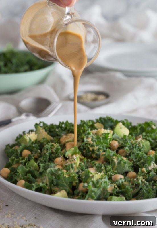 curly kale salad tahini dressing.