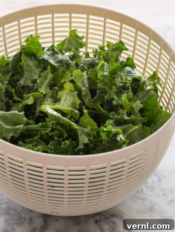 Kale in a salad spinner.
