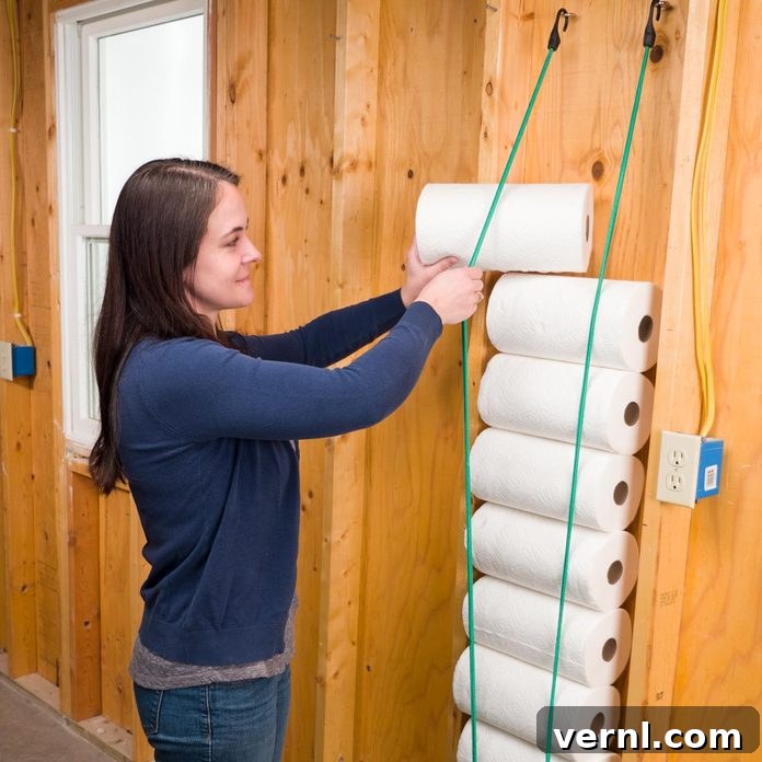 Bungee Cord Paper Towel Holder 3 bungee cord paper towel storage handy hint