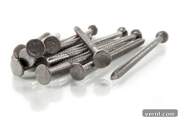 Ring Shank Nails: A DIY Fastener Deep Dive 2 Close-up of ring shank nails demonstrating their ridged shanks for enhanced grip.