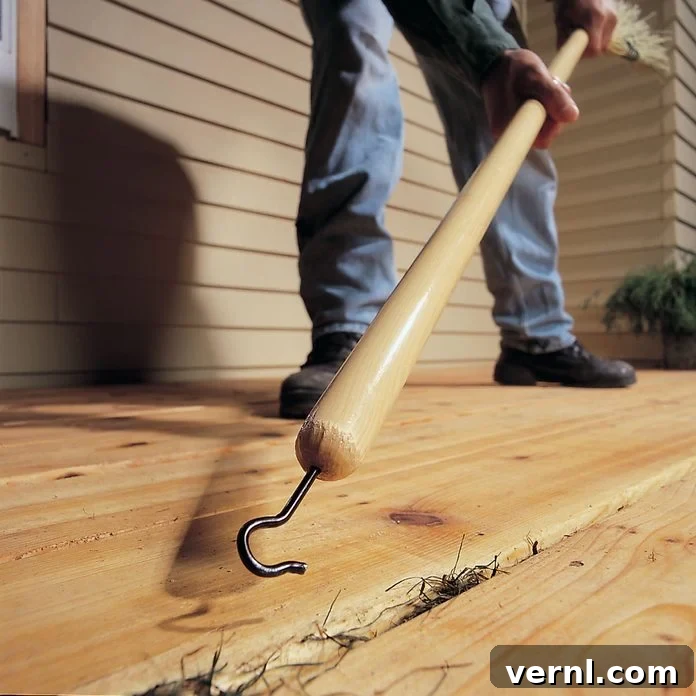 Make Deck Gap Cleaning a Breeze 2 Effortless crack cleaning with a broom and hook