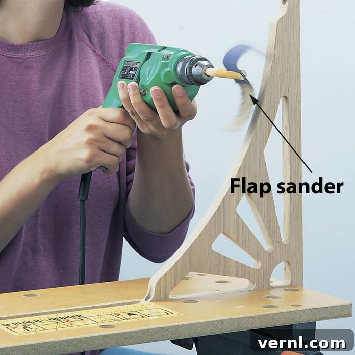 flap sander in action