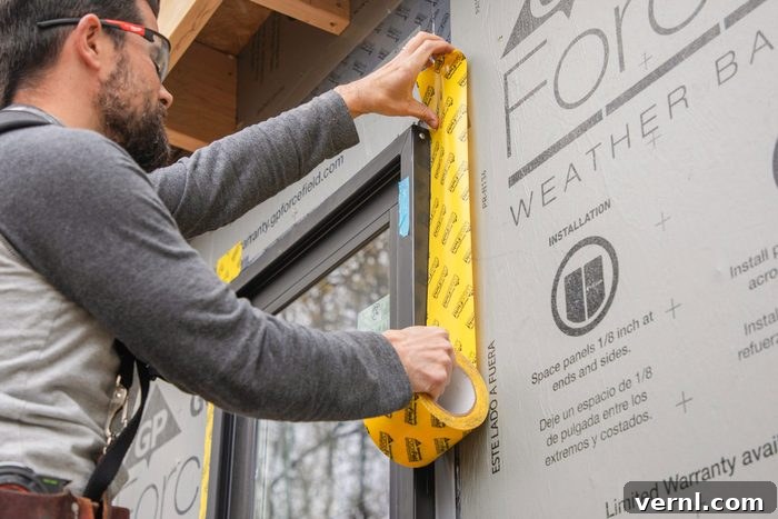 Flashing Explained: Common Types and How They Function 11 A man is using flashing tape at the edge of a window.