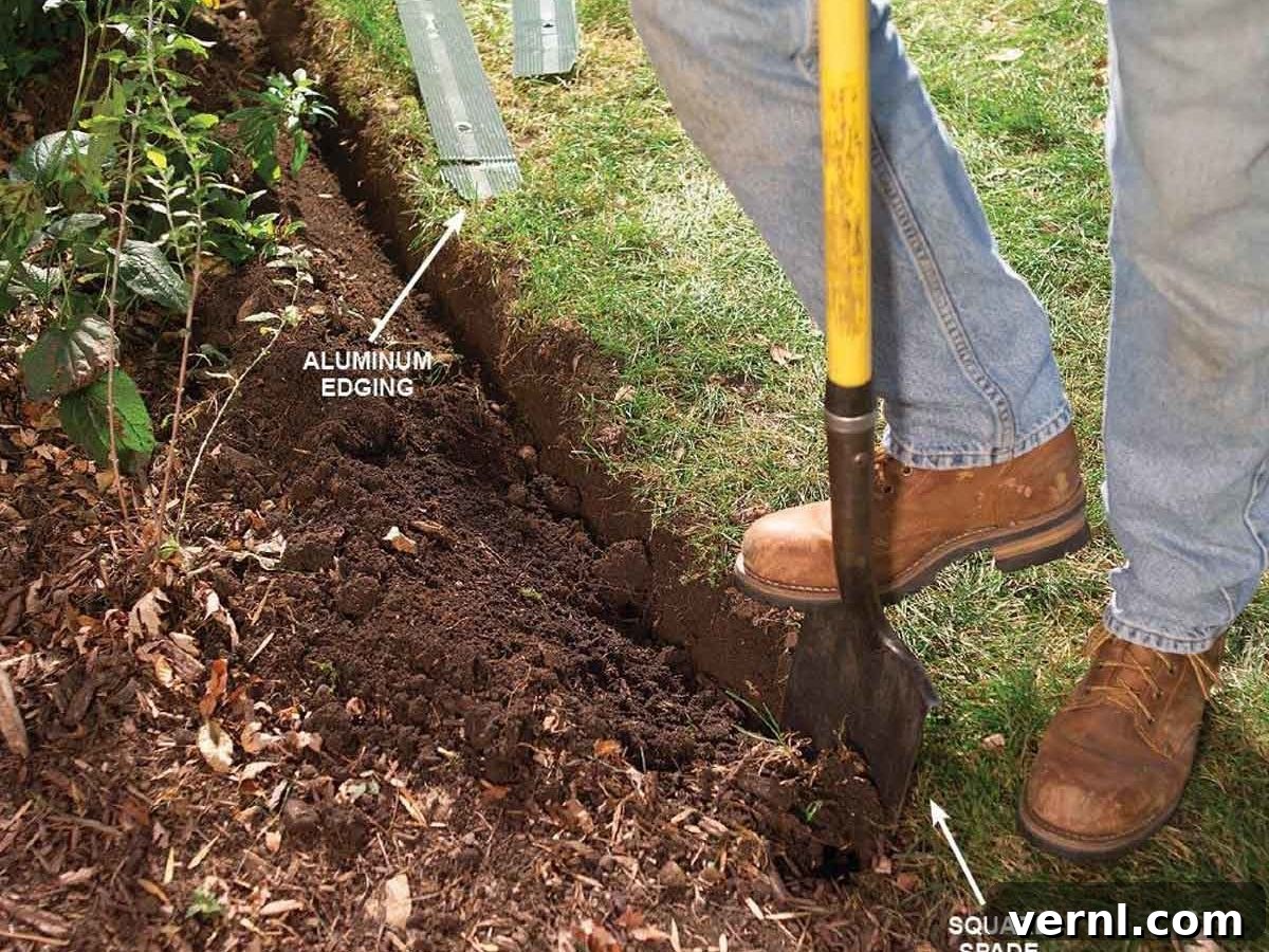Garden Edging: The Simple Secret to a Stunning Landscape 3 Sleek aluminum garden edging providing a subtle and clean separation between a lush lawn and a vibrant flower bed.