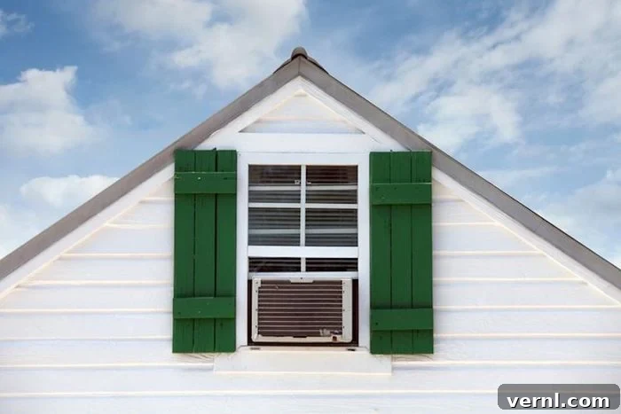 Window air conditioner unit in action