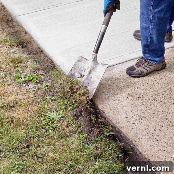 DIY Sidewalk Transformation: Easier Than You Imagine 4 Preparing the sidewalk edges by trenching for Sakrete Flo-Coat application