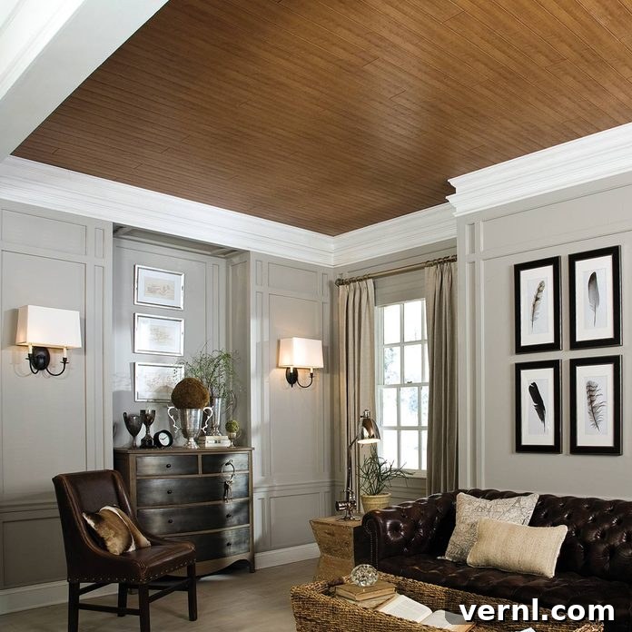 Transforming an Unsightly Ceiling with Wood-Look Planks 2 Armstrong WoodHaven finished ceiling