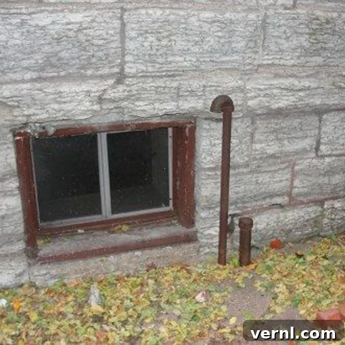 Two old, weathered galvanized pipes sticking out of the ground, indicative of a buried fuel oil tank.