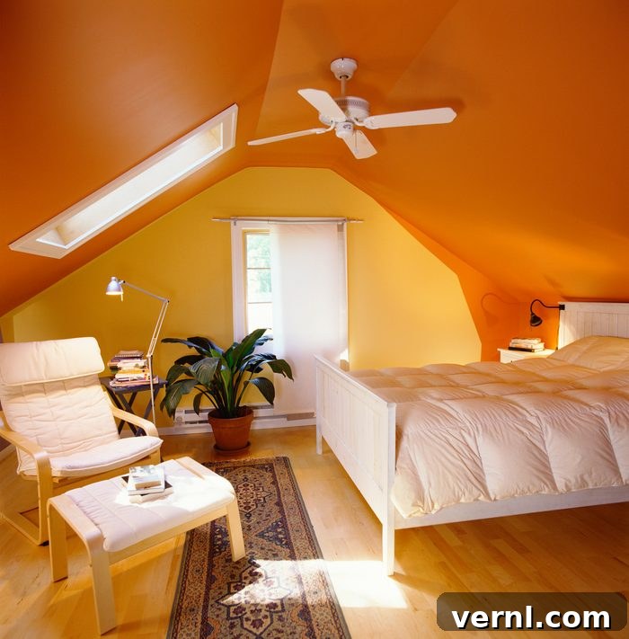 Make a Statement Overhead The Comeback of Colorful Ceilings and Your How-To Guide 2 Paint Brightening Attic Bedroom