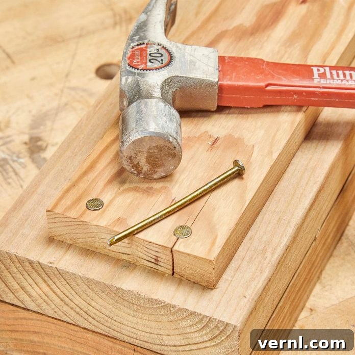 The Clever Nail Trick to Prevent Wood Splitting 2 blunt nails