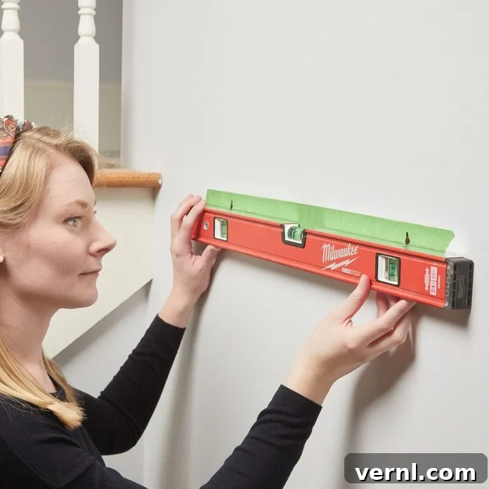 One Shot Perfect Hanging 3 HH painters tape shelf hanging template