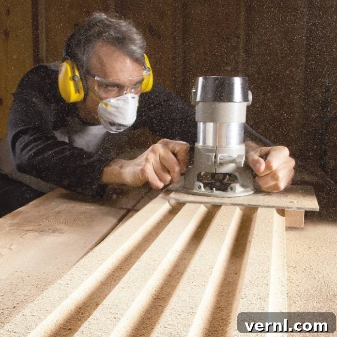 person wearing a respirator mask during DIY work