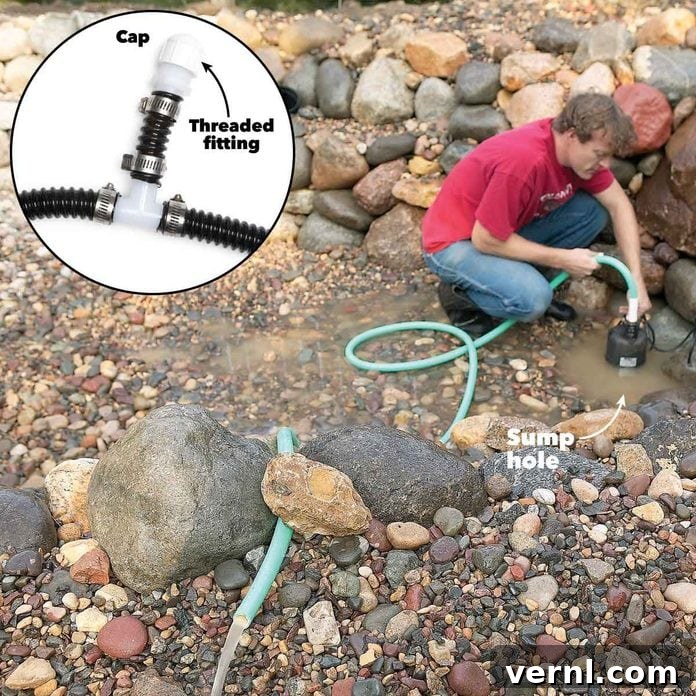 Your Guide to Effortless Backyard Ponds 8 backyard fish pond sump pump drain tee