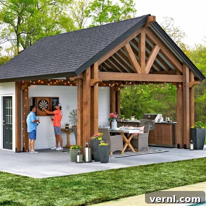 Outdoor Kitchen Canopy with Storage 2 Construction phase of the outdoor kitchen pavilion shed, showing initial framing.