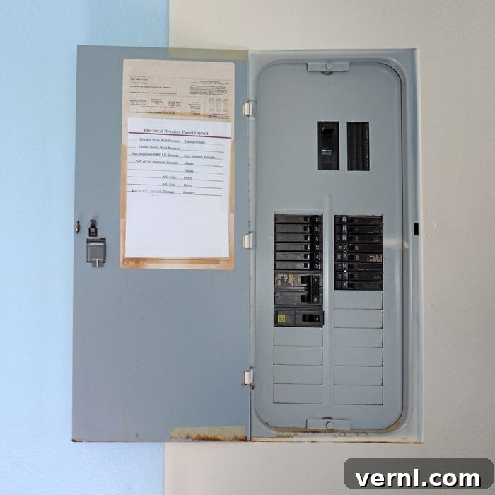 Old circuit breaker panel (breaker box or distribution board)