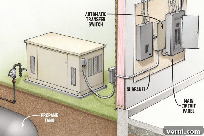 Seamless Power: Your Definitive Guide to Home Backup Generators 3 Choosing The Right Backup Generator For Your Home Standby Generator Illustration