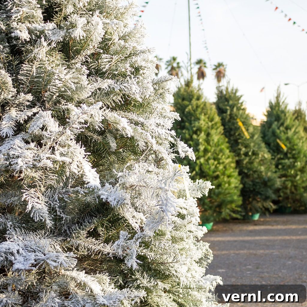 Homemade Flocked Christmas Tree Magic 2 A stunning flocked Christmas tree adorned with white and gold ornaments, creating a winter wonderland aesthetic.