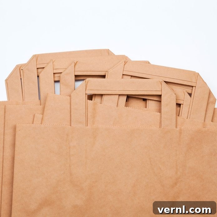 Organized paper bags in a kitchen