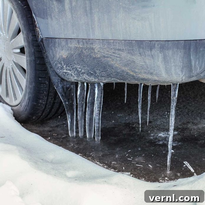 Dirty car covered in winter grime and salt