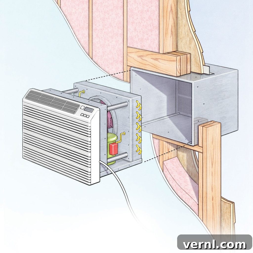 6 Smart Strategies for Keeping Your Home Cool 6 In-wall air conditioner seamlessly integrated into a living room wall, providing unobtrusive cooling.