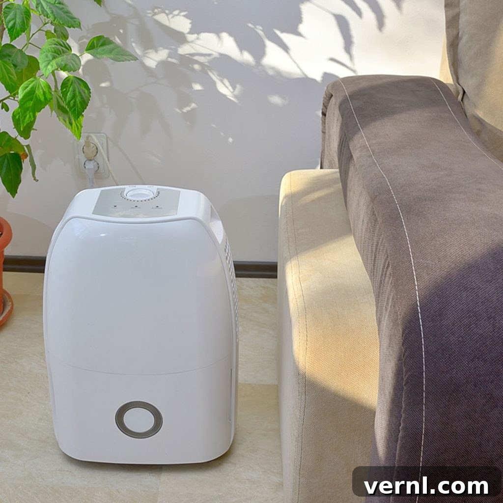 A dehumidifier effectively controls basement humidity, preventing mold and musty odors.