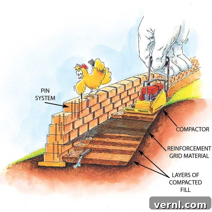 Your Complete DIY Guide to Building a Retaining Wall 6 Proper compaction of backfill behind a retaining wall
