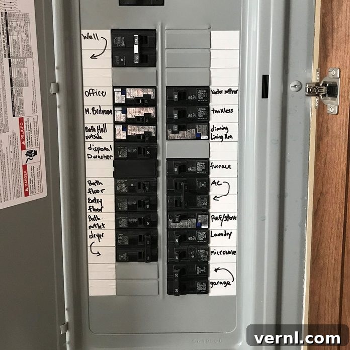 Labeled electrical panel